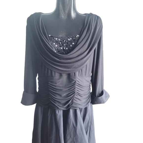 Laura Plus Black Evening Gown with Beaded Neckline 16W - Picture 2 of 9